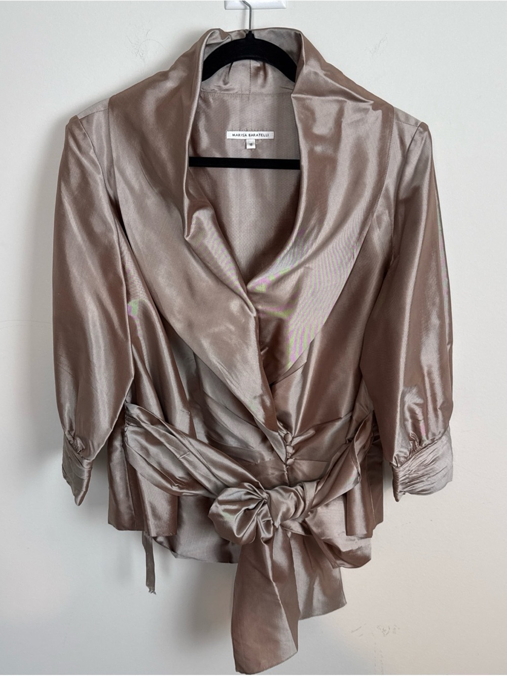 Marisa Baratelli Thai Silk Iridescent Rose Gold Evening Jacket Wrap 18